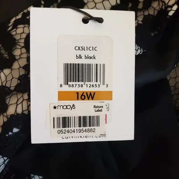 Calvin Klein Black White Sleeveless Lace Overlay Cocktail Party Dress | SZ 16W - Picture 13 of 13